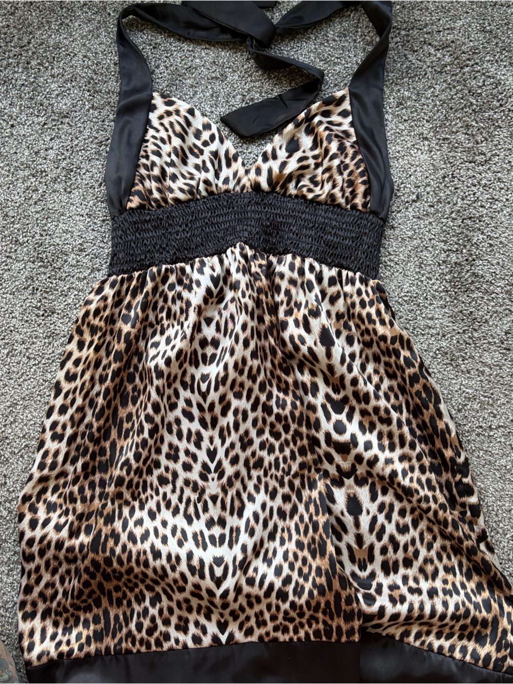 Forever 21 Leopard Print Halter Mini Dress in Black and Tan